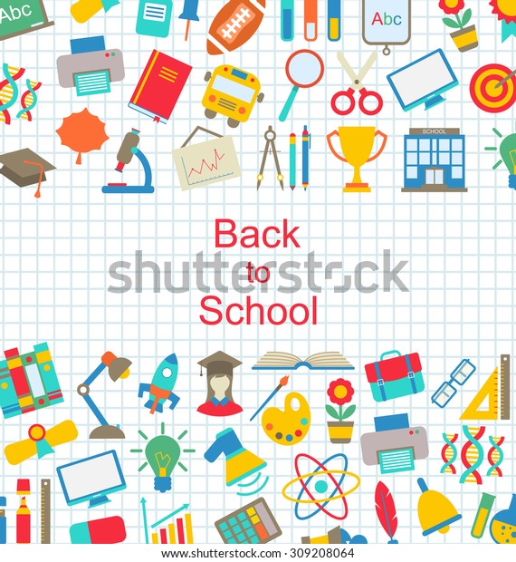 Illustration Set of School Icons, Back to School\
Objects - Vector