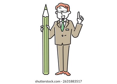 Illustration set of a school teacher pointing