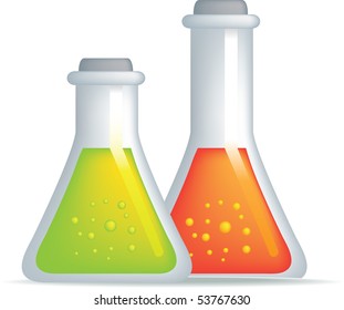 illustration of a set of science laboratory potions