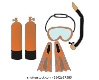 Illustration of a set of scuba diving