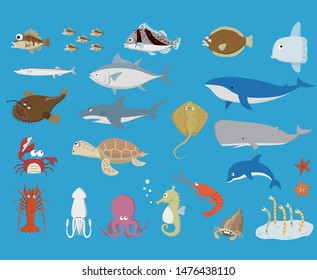 
Illustration set of sea creatures