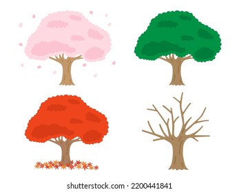 Illustration set of seasonal trees.