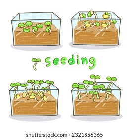 Illustration set seeding on background.