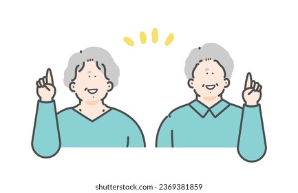 Illustration set of senior man and woman
