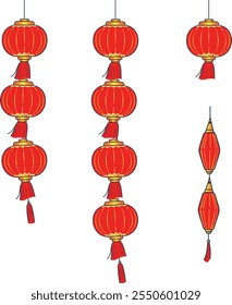 Illustration set of a series of lanterns