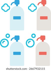 Conjunto de ilustración de champú y acondicionador con burbujas