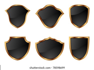 Illustration set of shields in 6 different shapes - vector