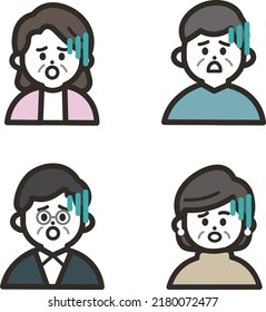 Illustration set of shocked elderly people