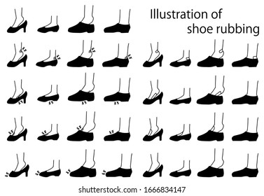 Illustration set of shoe rubbing