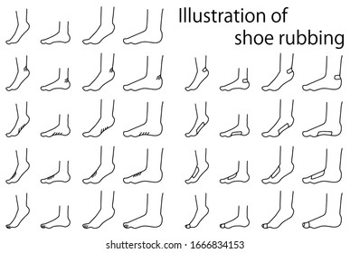Illustration set of shoe rubbing