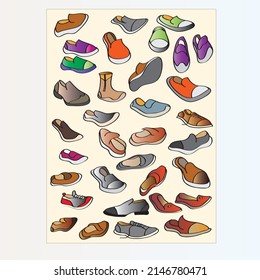 Illustration Of A Set Of Shoes Of Different Sizes