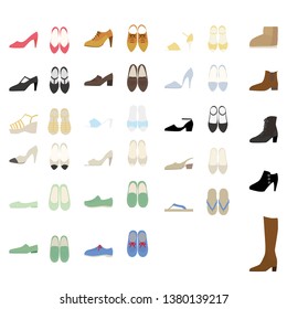 Illustration set of shoes for women.