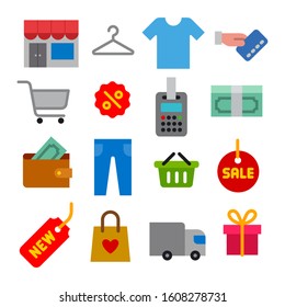 illustration of the set shopping and sale icons outline