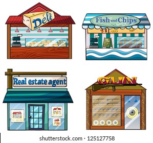 Illustration of a set of shops