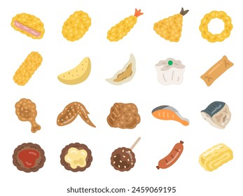 Illustration set of side dish icons.