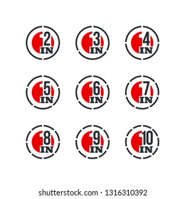 Illustration set Sign Numbers "in one" Isolated on White background. Flat Button with Figures "2,3,4,5,6,7,8,9,10 in 1" icon colors. banner with numbers set
