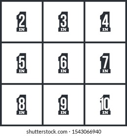 Illustration set Sign Numbers "in one" Isolated on White background. Flat Button with Figures "2,3,4,5,6,7,8,9,10 in 1" icon colors. banner with numbers set