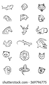 the illustration - set of signs - with different wild animals.