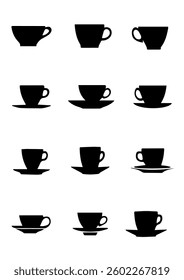 Illustration of a set of silhouettes of different cups