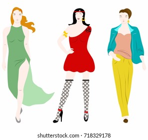 the illustration set of silhouettes of womans in flat design style.