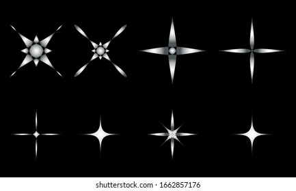 Illustration set of silver ornament