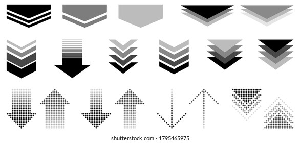 Illustration set of simple arrows for business materials (monochrome)