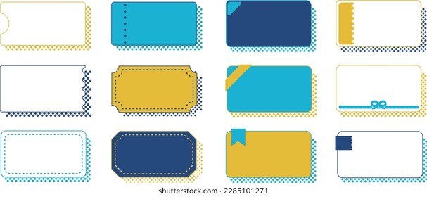 Illustration set of simple coupons, tickets, gift certificates, and discount coupons with dotted shading