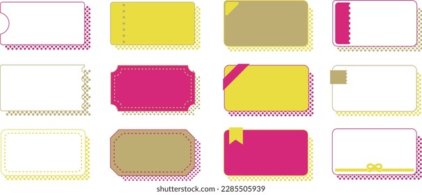 Illustration set of simple coupons, tickets, gift certificates, and discount coupons with dotted shading