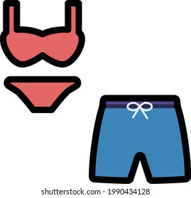 Illustration Set Of Simple And Cute Swimsuit