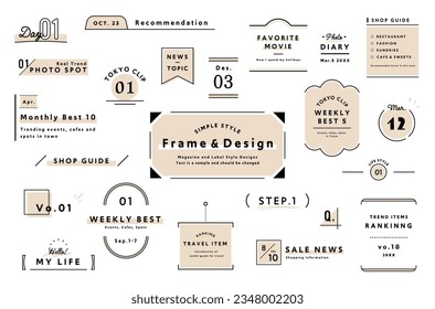 Illustration set of simple frame.
Illustration of title decoration, background and label template.
English is sample text.