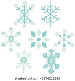 Illustration set of simple hand-drawn snowflakes