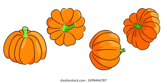 illustration set of simple pumpkin  isolated on white background