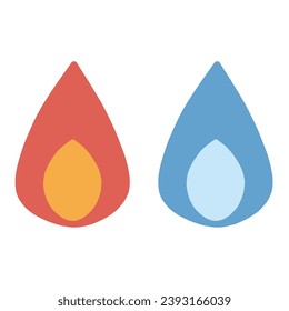 Illustration set of simple red and blue flames