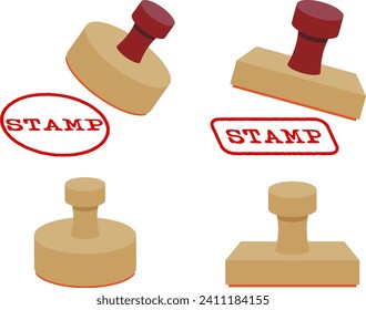 Illustration set of simple round and square stamps.