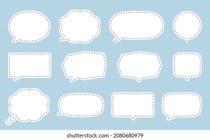 Illustration set with simple speech balloon frames. Dotted line version. EPS data is CMYK color, JPG or PNG data is RGB color.