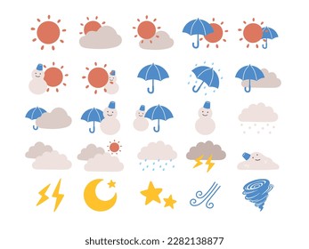 Illustration set of simple weather icons