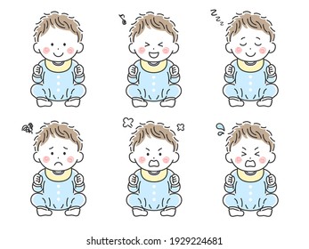 Illustration set of a sitting baby.