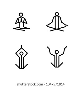 Illustration set of sitting yoga pose icon vector line art design 