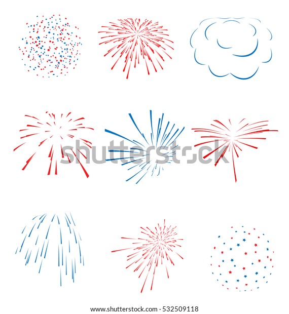 Illustration Set Sketch Abstract Colorful Fireworks Stock Vector ...