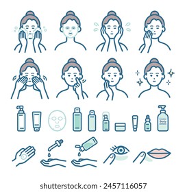 Illustration set of skin care materials