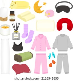 Illustration set of sleep goods