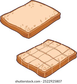 Conjunto de ilustrações de ​pão e fatias ​ fatias ​ ​pão