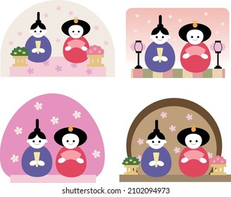 illustration set of small and cute Hina dolls.