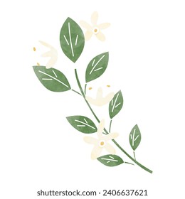 Illustration set of small flowers and leaves in watercolor style vector