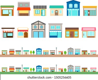 Illustration set of small stores