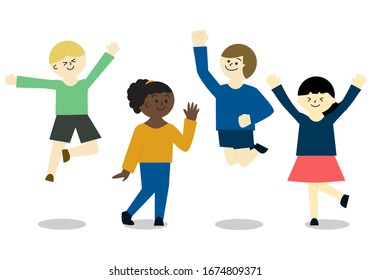 Ilustración de niños sonrientes de diferentes razas