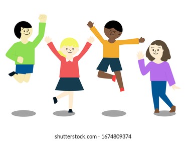 Ilustración de niños sonrientes de diferentes razas