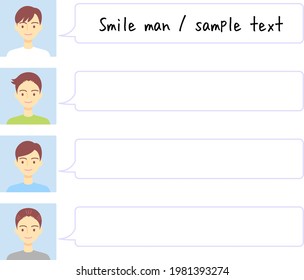 Illustration set of smiling man and speech bubble