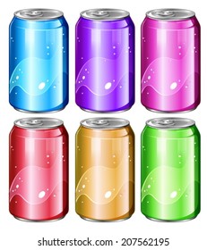 Illustration of a set of soda cans on a white background