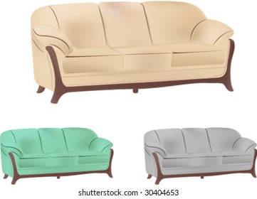 Illustration set of Sofa in various color option.